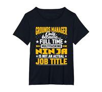 Grounds Manager Job Title - Funny Landscaping Director CEO T-Shirt, Women's Plus, Black, 5X