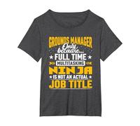 Grounds Manager Job Title - Funny Landscaping Director CEO T-Shirt, Women's Plus, Dark Heather Grey, 6X