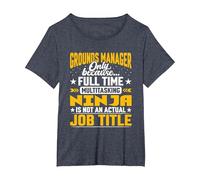 Grounds Manager Job Title - Funny Landscaping Director CEO T-Shirt, Women's Plus, Heather Blue, 3X