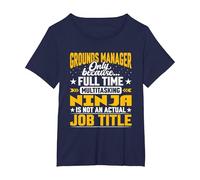 Grounds Manager Job Title - Funny Landscaping Director CEO T-Shirt, Women's Plus, Navy Blue, 5X