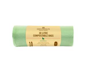 Groundsman 30L Compostable Plastic Bag (Pack Of 10) Green (One Size)