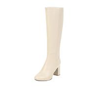 Groundwork Boots Wide Fitting Shoes for Women UK Fashionable and Elegant Mid Calf Boots Knee High Boots High Heeled Long Boots Heeled Ankle Boots for Women Suede Boots Women (Beige, 5)