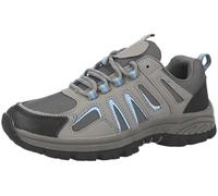 Groundwork Ladies Faux Leather and Mesh Padded Collar Hiking Trainers (Grey, UK Footwear Size System, Adult, Women, Numeric, Medium, 8)