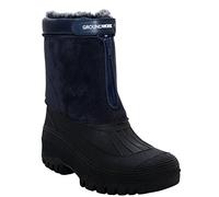 Groundwork Originals Mens Mid Calf Water Resistant Snow Rain Thermal Fur Fleece Lined Winter Mud Mucker Farm Yard Boots (9 UK, Navy Suede, numeric_9)