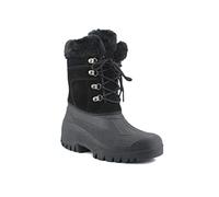 Groundwork Originals Womens Ladies Mid Calf Water Resistant Snow Rain Thermal Fur Fleece Lined Winter Mud Mucker Farm Yard Boots (7 UK, Black Lace, numeric_7)