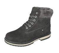 Groundwork Women's Lace Up Ankle Boots Walking Boots Synthetic Leather with Chunky Grip Sole & Faux Fur Collar (8 UK, Grey)