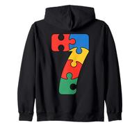 Group 7 Number 7 Colorful Puzzle Awareness Zip Hoodie