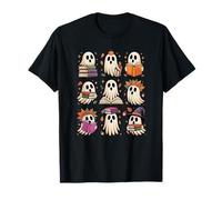 Group Boo Ghosts Reading Books Halloween Collection Bookworm T-Shirt