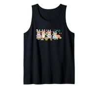 Group Bunny Corgis Easter Reading Book Hunting Eggs Owner Tank Top
