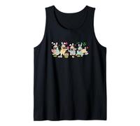 Group Bunny Pugs Easter Reading Book Hunting Eggs Owner Tank Top