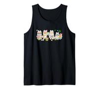 Group Bunny Shiba Inus Easter Reading Book Hunting Eggs Tank Top