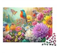 Group Of Birds In Vibrant Blooms 1000 Piece Jigsaw Puzzle Colorful Birds Great Gift for Elders, Seniors, Adults & Kids 70x50cm/1000pcs