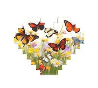 Group of Butterflies Building Brick Block Puzzle Heart Shaped, Personalized Picture Puzzles Photo Jigsaw Puzzles for Adults 3D Micro Building Blocks for Home Decor Bricks Set