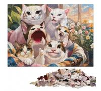 Group of Cats with Expressive Faces Wooden Jigsaw Puzzle, Gift for Adults | For home use: Adult Puzzle - structured assembly from border to image details at home.