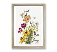 Group Of Flowers Vol.1 By Mary Vaux Walcott Vintage Framed Print | A4 Oak Framed Wall Art | Ready to Hang | Classic Floral Picture | Living Room Bedroom Lounge Office
