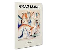 Group of Foxes Franz Marc Canvas Print | Gallery Wrapped 30mm Frame Wall Art | 30x20 inches | Ready to Hang | Contemporary Picture | Living Room Bedroom Lounge Office
