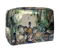 Group of Indian Runner Ducks on Water Cosmetic Bag for Women, Travel Toiletries Bags Large PVC Makeup Handy Pouch Organiser with Zipper
