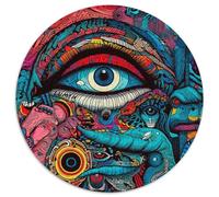Group of Monsters Cardboard Round Jigsaw 1000 Pieces Puzzles for Adults Perfect for Christmas,Halloween,Easter,New Year 67.5x67.5cm