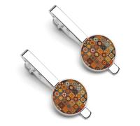 Group of Moroccan Geometric 2 Pcs Tie Clips for Men Necktie Tie Bar
