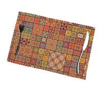 Group Of Moroccan Geometric Anti-Oil And Heat-Resistant Placemat 12x18in (Set Of 6) - Premium Full-Size Single-Sided Printed Dining Mats