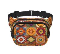 Group Of Moroccan Geometric Fanny Pack For Women Waterproof Adjustable Belt Bags Waist Pack Fashion Casual Crossbody Bags Bum Bag For Running Workout Hiking Traveling, Black, One Size