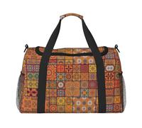 Group of Moroccan Geometric Large Travel Duffle Bag with Shoulder Strap,Water-Resistant Twill Weekender Bag for Men Women,Spacious Carryall Gym Bag