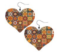 Group of Moroccan Geometric Leather Earrings for Women Heart Dangle Earrings Lightweight Drop Earring Jewelry Gift