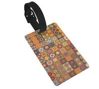 Group of Moroccan Geometric Luggage Tags for Suitcases, PVC Suitcase Tag with Secure Strap Suitcase Identifier with Privacy Name Card for Travel Bag Tags Personalized Baggage Tag for Women Men