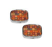 Group of Moroccan Geometric Pill Box 2 Compartment Medicine Pill Case,Travel Pill Organizer, Small Metal Pill Case Portable Pill Box, Perfects Gift for Anyone in Need