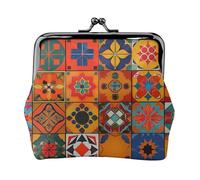 Group of Moroccan Geometric Print Coin Purse for Women Cute PU Leather Kiss-lock Change Purse Wallet, Black, One Size, Pattern