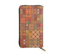 Group of Moroccan Geometric Print Leather Long Clutch Wallet â€“ Fashionable Personalized Wallet, Multiple Card Slots, Gift Ready, Black, One Size