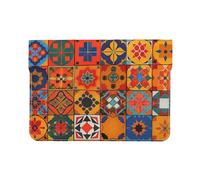 Group of Moroccan Geometric Printed Laptop Sleeve 13-Inch Leather Laptop Case Computer Bag Cover for Travel, Work, Business
