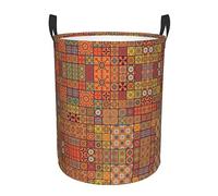 Group Of Moroccan Geometric Printing Comfy Circular Standable Laundry Hamper With Handles,Perfect For Bedroom,Storage,Home Decor