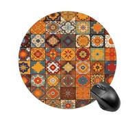 Group of Moroccan Geometric Round Mouse Pad, Non-Slip Rubber Base Waterproof Washable, Computer Mouse Mat for Office Gaming Studying, Premium-Textured Durable Portable Circle Mousepad for Desktop PC N
