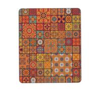 Group Of Moroccan Geometric Square Mouse Pad, Cloth With Rubberized Base, Standard Gaming Mousepad, Non-Slip Rubber Base