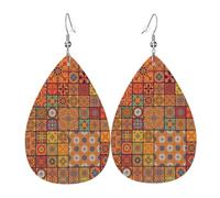 Group Of Moroccan Geometric Water Droplet Shaped Leather Earrings Women'S Birthday Parties Wedding Dances Earrings