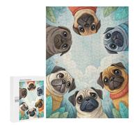 Group of Pugs Looking Down Adult Puzzle, 500 PCS, Relaxing Jigsaw Activity, A Satisfying Project for Experienced Puzzlers, at Home