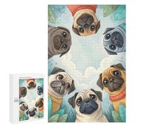 Group of Pugs Looking Down Hobby Jigsaw Puzzle for Adults, 1000 PCS, An Enjoyable Family Activity for Time Spent Together, at Home