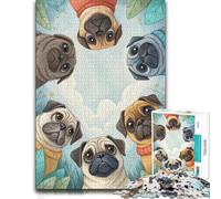 Group of Pugs Looking Down Jigsaw Puzzle 1000pcs (38x26cm) Puzzle Challenge | A detailed printed puzzle on rainy days for screen-free time.