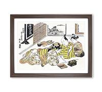 Group Of Writers By Okumura Masanobu Asian Japanese Framed Print | A3 Walnut Framed Wall Art | Ready to Hang | Asian Nature Picture | Living Room Bedroom Lounge Office
