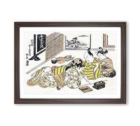 Group of Writers by Okumura Masanobu Framed Print | A2 Walnut Framed Wall Art | Ready to Hang | Modern Nature Picture | Living Room Bedroom Lounge Office