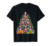 Group Santa Bernese Mountains As Xmas Tree Colorful Lights T-Shirt