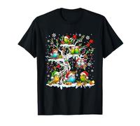 Group Santa Budgies On Christmas Tree Bird Enthusiast T-Shirt