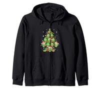 Group Santa Reindeer Elf Brussel Sprouts Xmas Tree Vegan Zip Hoodie