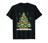 Group Santa Reindeer Elf Frogs Xmas Tree Colorful Lights T-Shirt