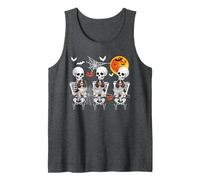 Group Skeletons Hugging English Springer Spaniels Halloween Tank Top
