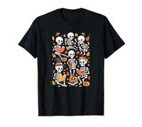 Group Skeletons Reading Books Halloween Collection Bookworm T-Shirt