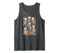 Group Skeletons Reading Books Halloween Collection Bookworm Tank Top