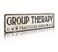Group Therapy Practiced Here Retro Tin Metal Sign Bar Cave Beer Signs for Cafe Bar Pub Beer Club Wall Decor 4"x 16"