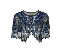 Grouptap 1920s blue lavender gatsby shawl bolero sequin cape shrug wrap for women ladies flapper art deco vintage dress costume (Blue Lavender, One Size)